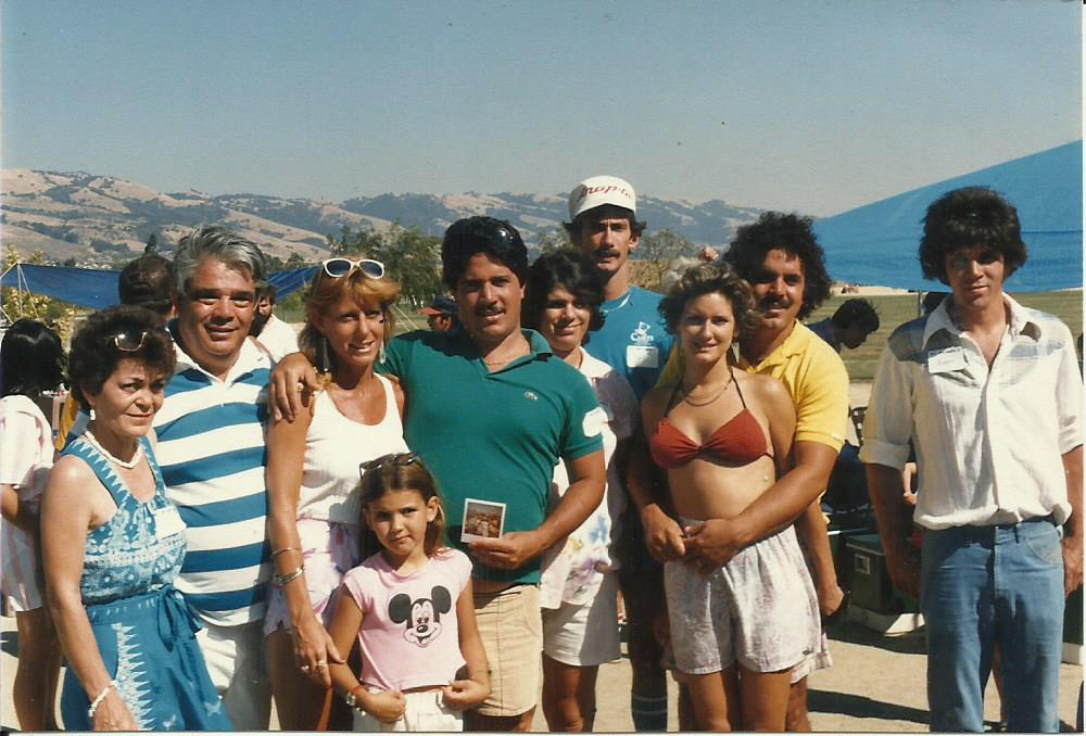 Harry and some of his children at the family reunion 1985