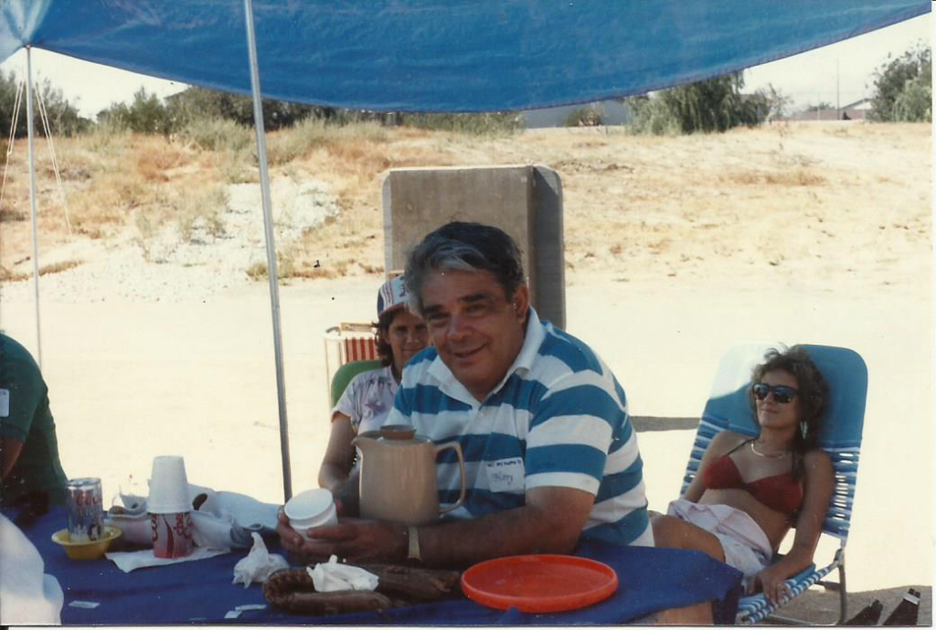 Uncle Harry at the family reunion 1985. His daughter Cynthia is directly behind him. You can see part of her face.